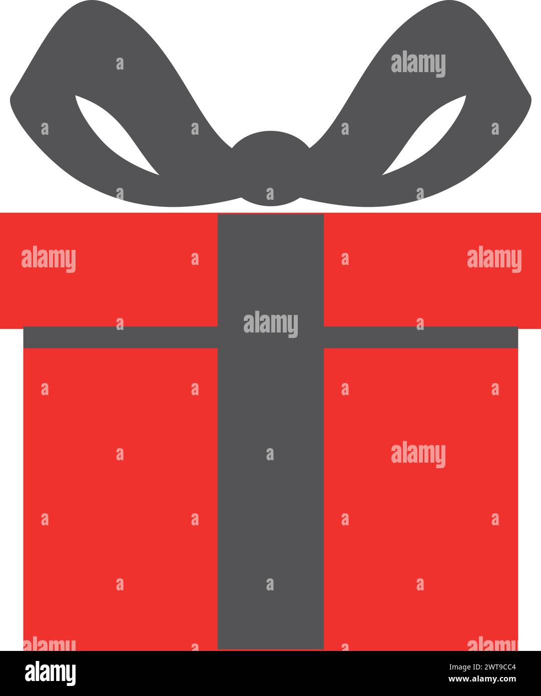 Red present box with black ribbon bow. Gift icon Stock Vector Image ...