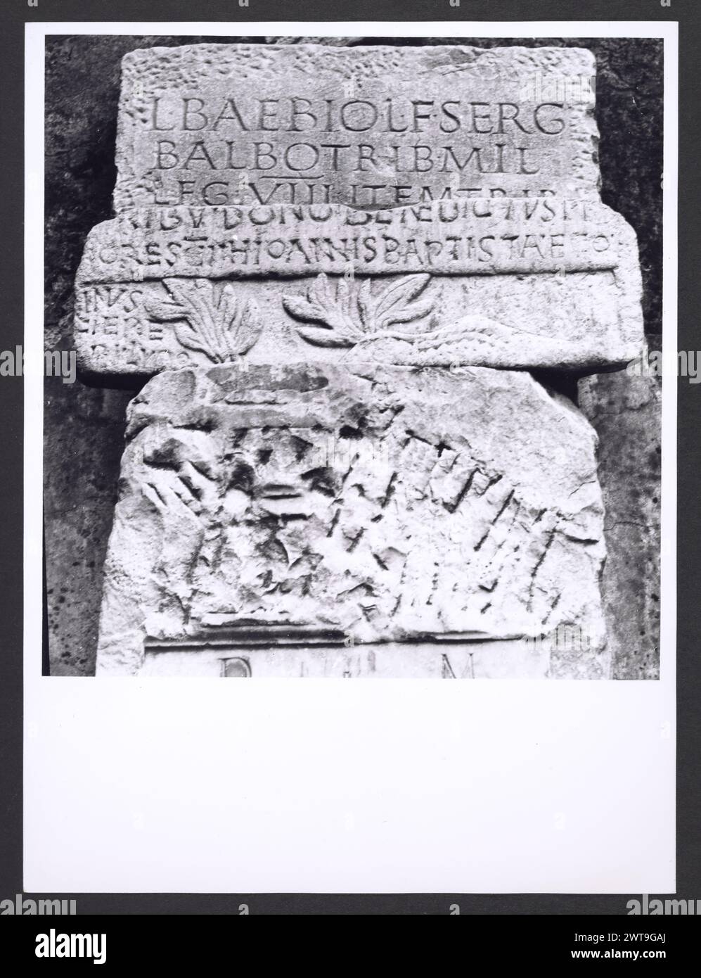 Lazio Roma Castel Madama Castello4. Hutzel, Max 1960-1990 Medieval: 14th century architecure, portico, loggia with spolia, inscribed funerary monuments (fragments);. Post-medieval: Furniture, painting (c.17th century), maiolica, silver objects, choir stalls, wooden utensils, painted porcelain Antiquities: Funerary stele, fragments German-born photographer and scholar Max Hutzel (1911-1988) photographed in Italy from the early 1960s until his death. The result of this project, referred to by Hutzel as Foto Arte Minore, is thorough documentation of art historical development in Italy up to the 1 Stock Photo