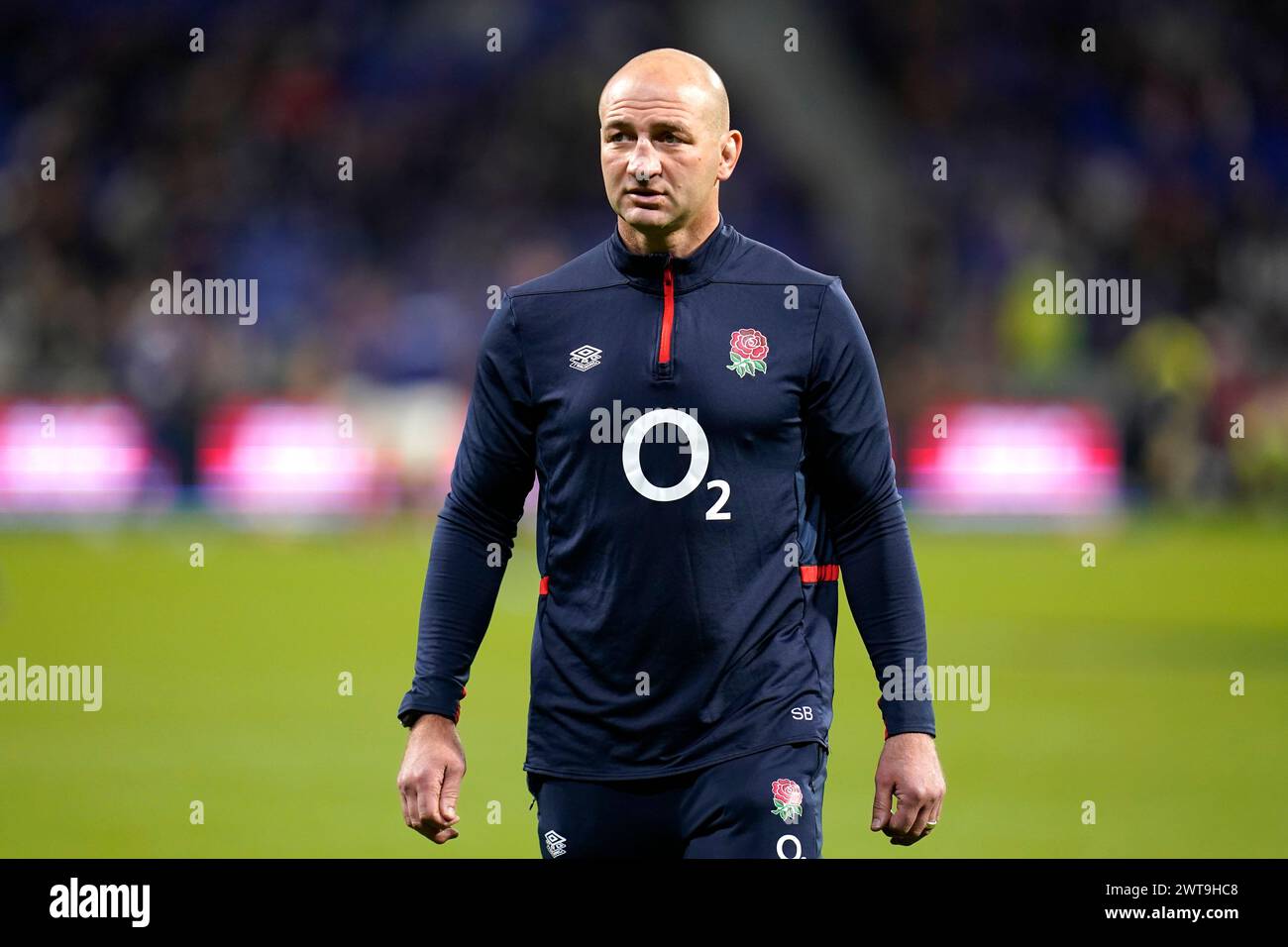 England head coach Steve Borthwick before the Guinness Six Nations match at the Groupama Stadium in Lyon, France. Picture date: Saturday March 16, 2024. Stock Photo
