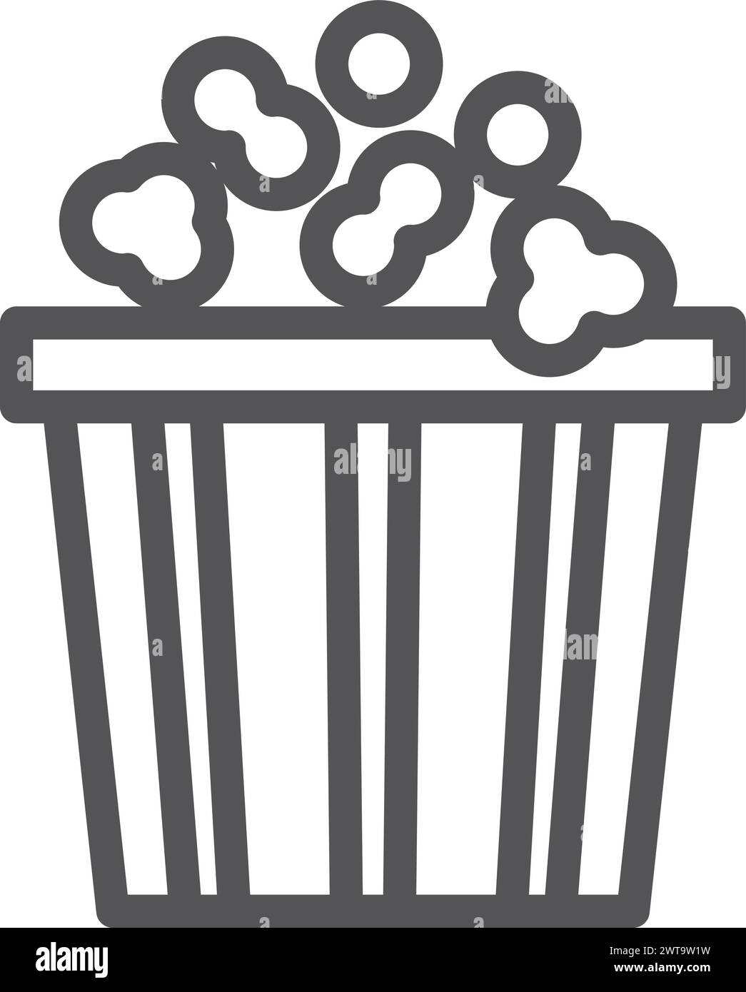 Popcorn bucket linear icon. Movie snack symbol Stock Vector