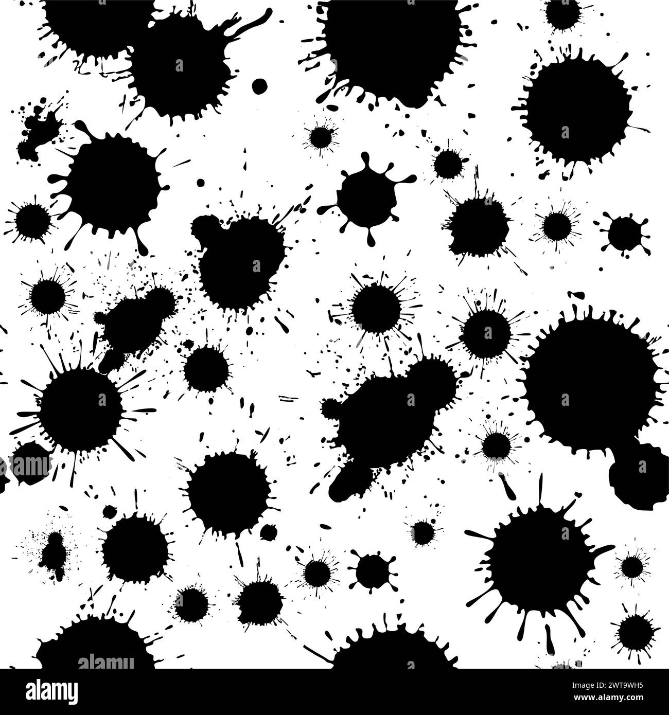 Black ink splatter seamless pattern. Artistic grunge Stock Vector
