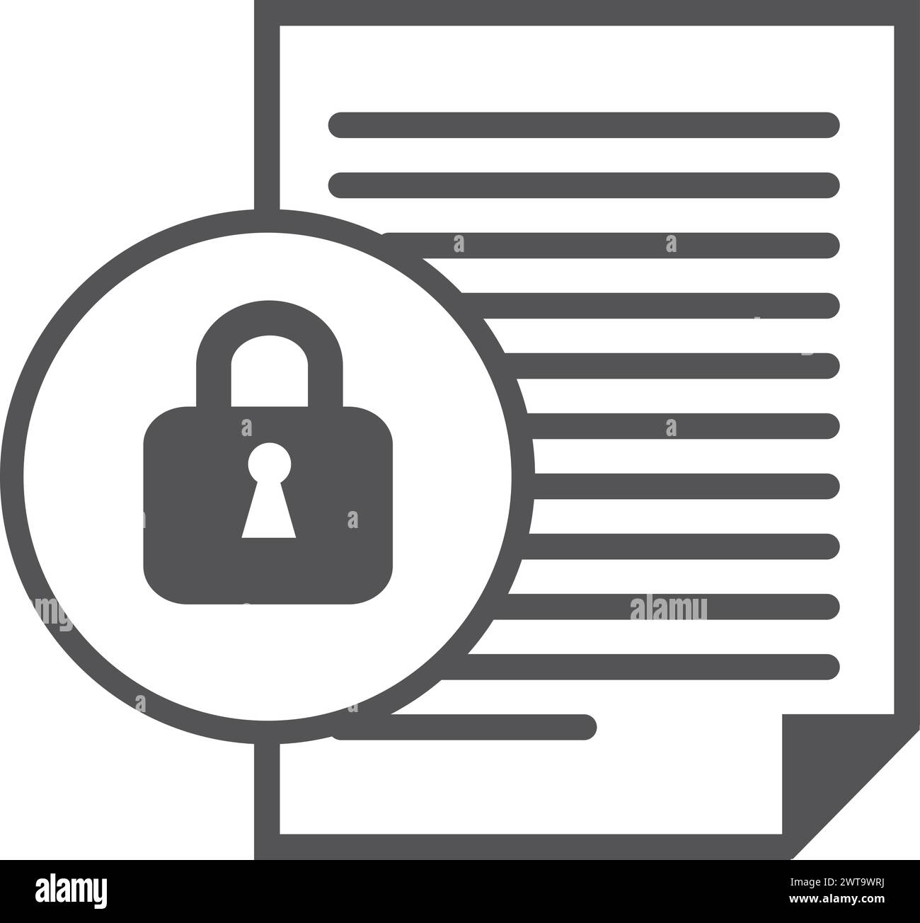 Locked document icon. Privacy protection linear symbol Stock Vector