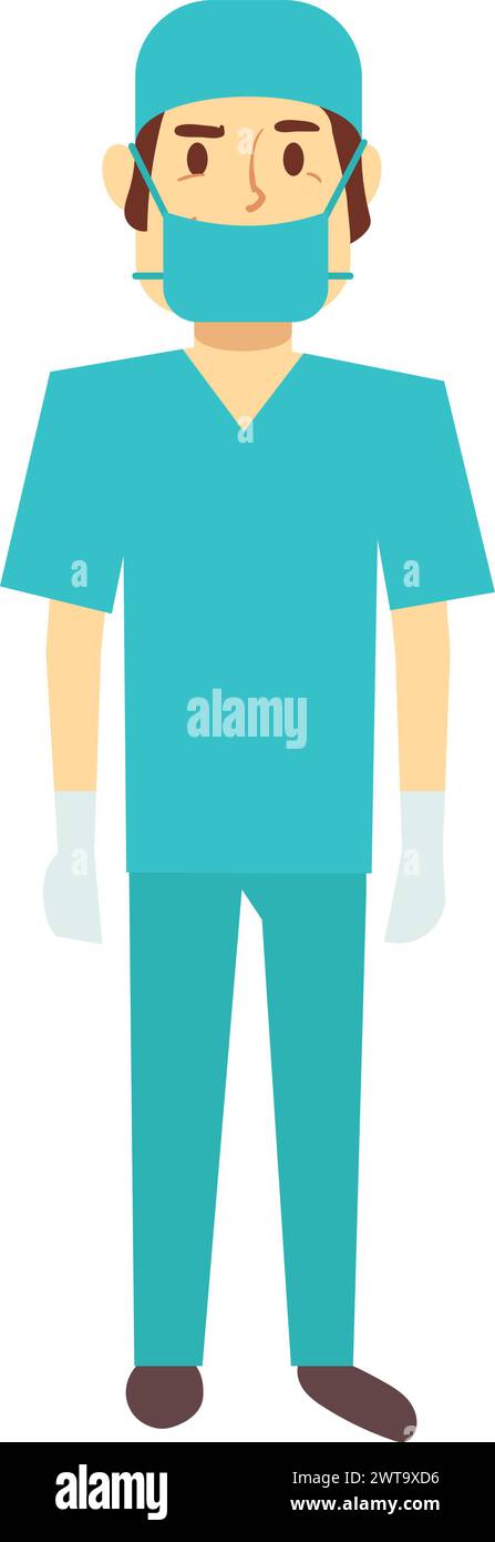 Surgeon standing. Cartoon doctor character. Medical worker Stock Vector