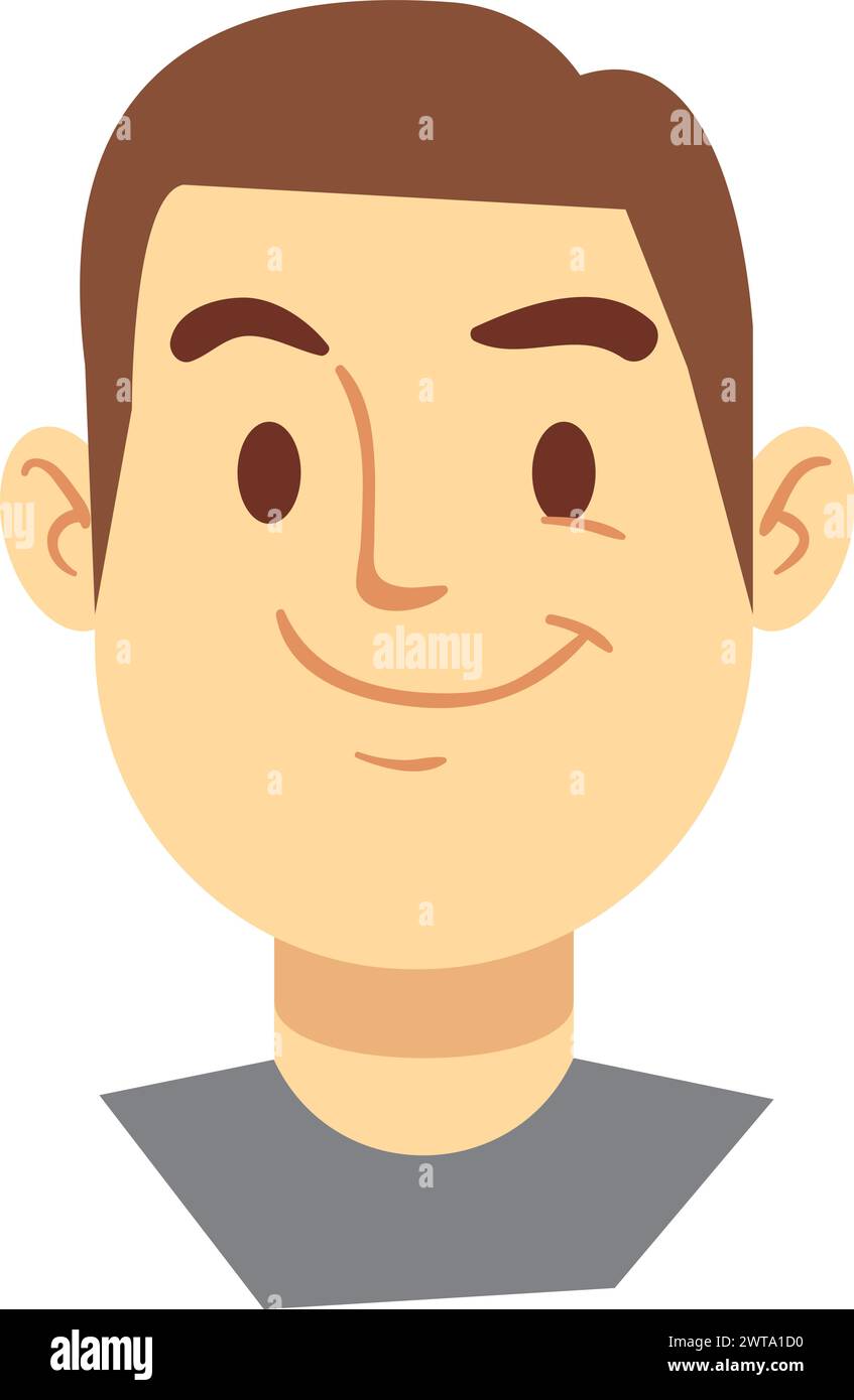Smiling man portrait. Cartoon face. Happy person Stock Vector