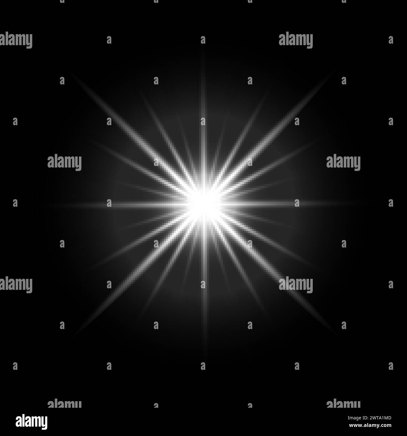 Bursting star light realistic flare ray element Stock Vector