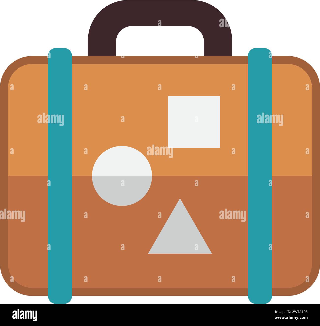 Suitcase with travel stickers color icon. Tourist luggage symbol Stock Vector