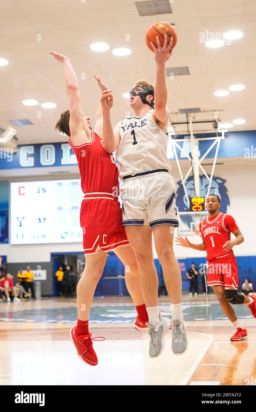 NEW YORK, NY MARCH 16 Yale Bulldogs Forward Danny Wolf (1) shoots a