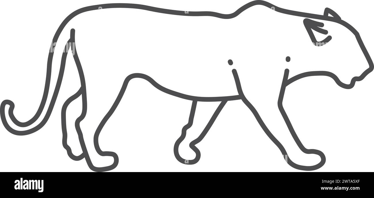 Wildcat line icon. Tiger or jaguar. Feline predator Stock Vector