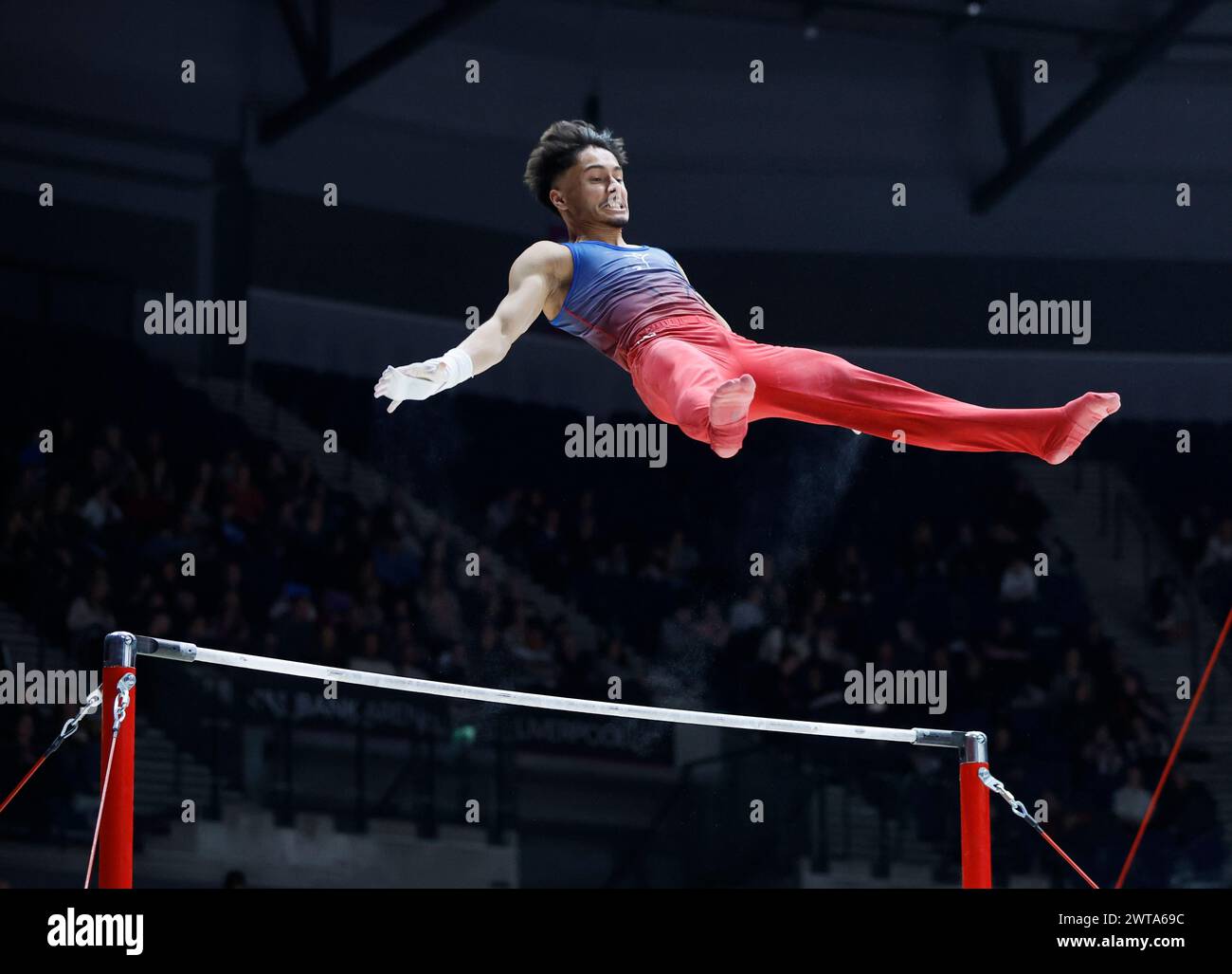 Liverpool, UK. 16th Mar, 2024. 16th March 2024, M&amp;S Bank Arena, Liverpool, England; British Gymnastics Championships Day 3; Jake Jarman on high bar Credit: Action Plus Sports Images/Alamy Live News Stock Photo