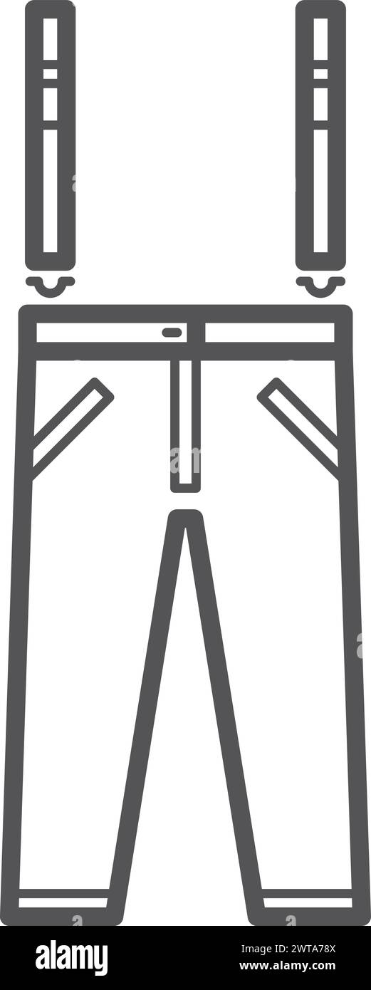 Pants with suspenders line icon. Classic male clothes Stock Vector