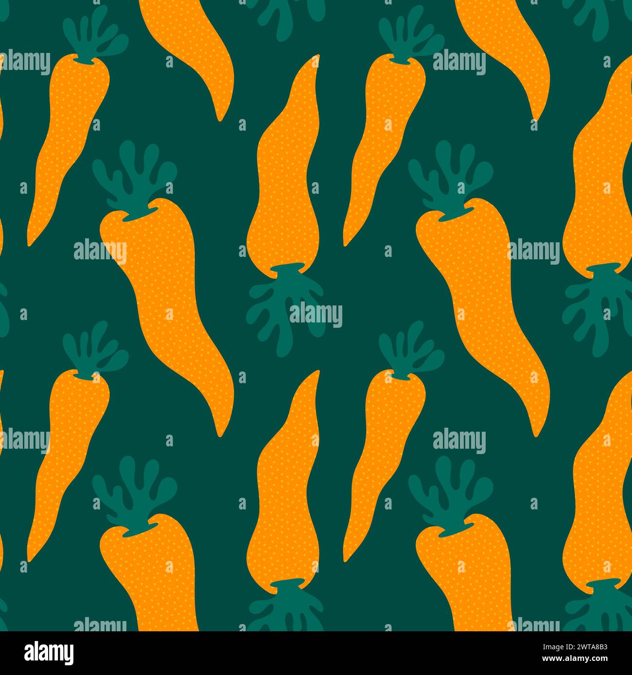 Cartoon watercolor harvest seamless carrot pattern for wrapping paper and fabrics and linens and kids clothes print and kitchen textiles and summer ac Stock Photo