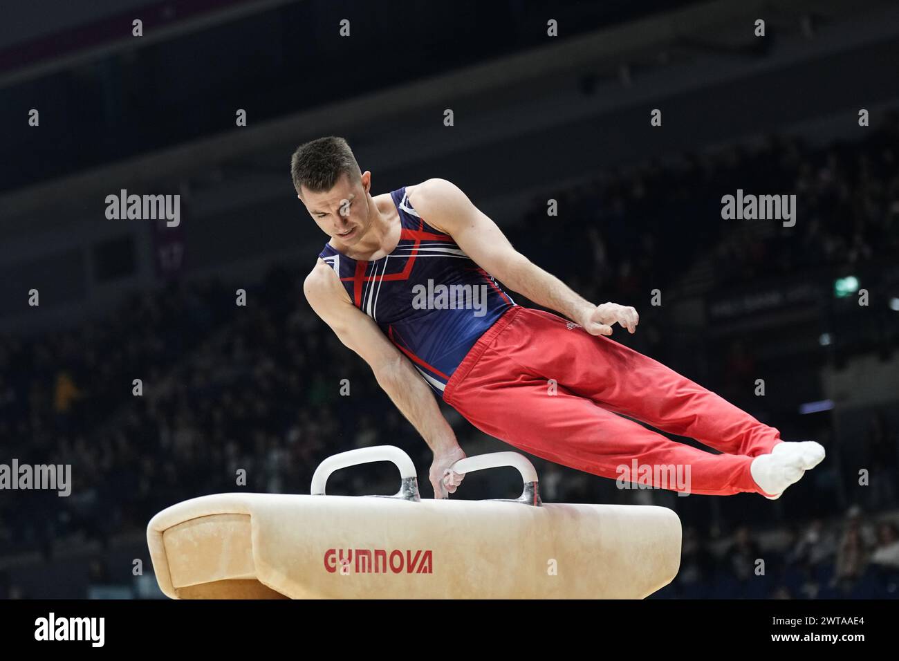 Liverpool, UK. 16th Mar, 2024. 2024 Gymnastics British Championships -   LIVERPOOL, ENGLAND - MARCH 16:  Max Whitlock OBE of South Essex Gymnastics on Day Three of the 2024 Gymnastics British Championships at M&S Bank Arena on March 16, 2024 in Liverpool, England. Photo Alan Edwards Credit: ALAN EDWARDS/Alamy Live News Stock Photo