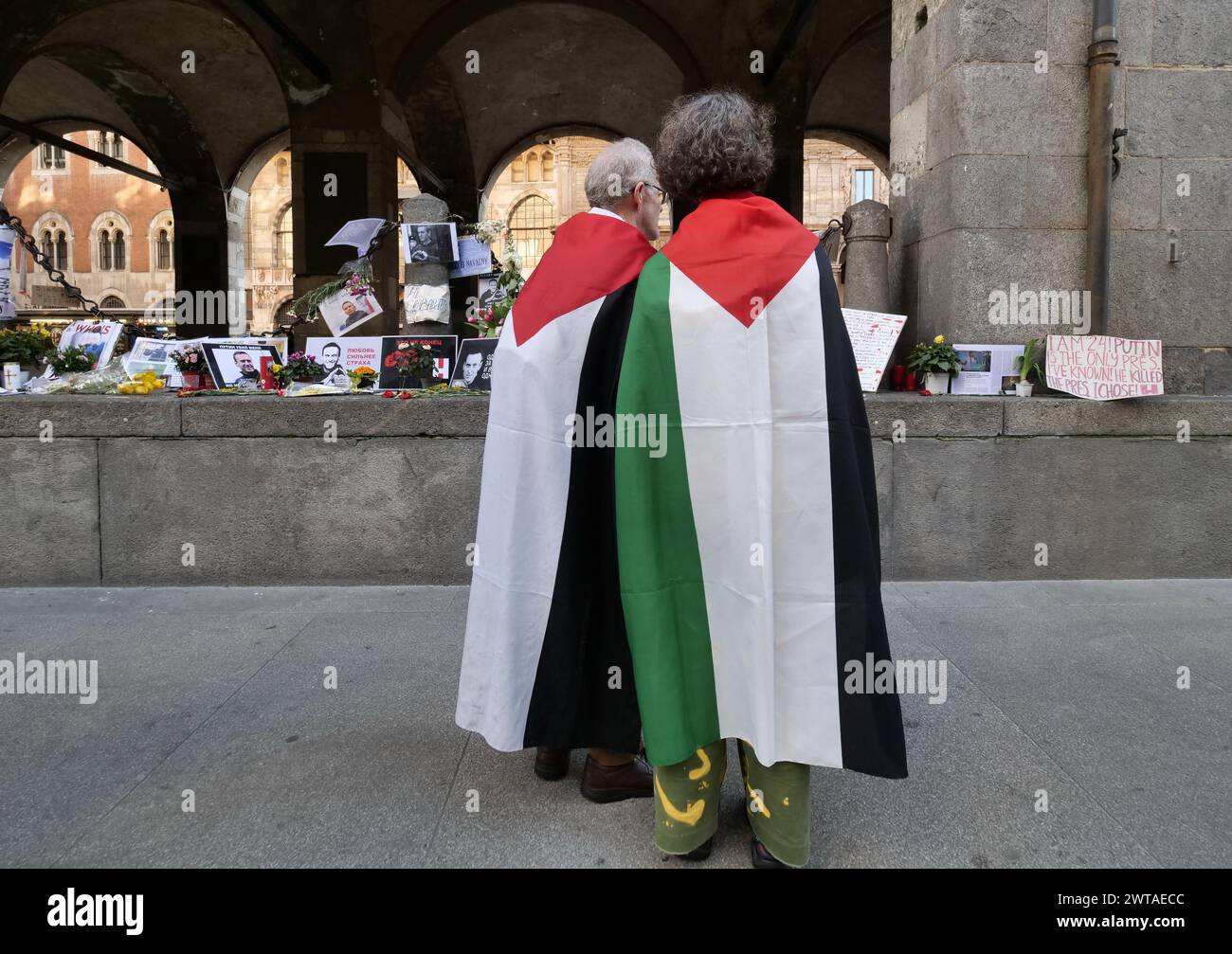 Milan, Italy. 16th Mar, 2024. In memory of Alexei Navalny, a Russian ...