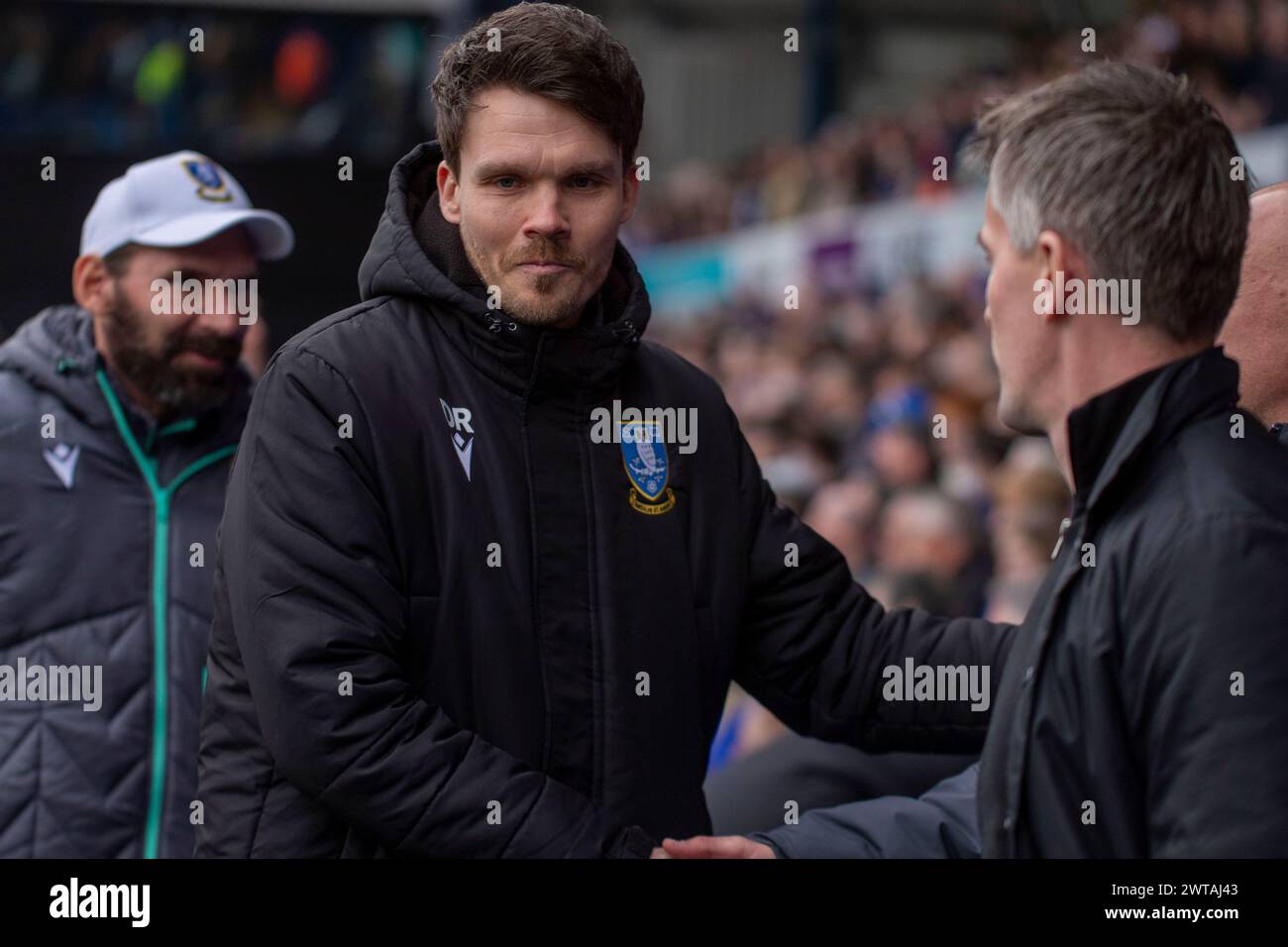 Sheffield Wednesday Manager, Danny Rohl, shake hands with Ipswich Town Manager, Kieran McKenna, before the Sky Bet Championship match between Ipswich Town and Sheffield Wednesday at Portman Road, Ipswich on Saturday 16th March 2024. (Photo: David Watts | MI News) Credit: MI News & Sport /Alamy Live News Stock Photo