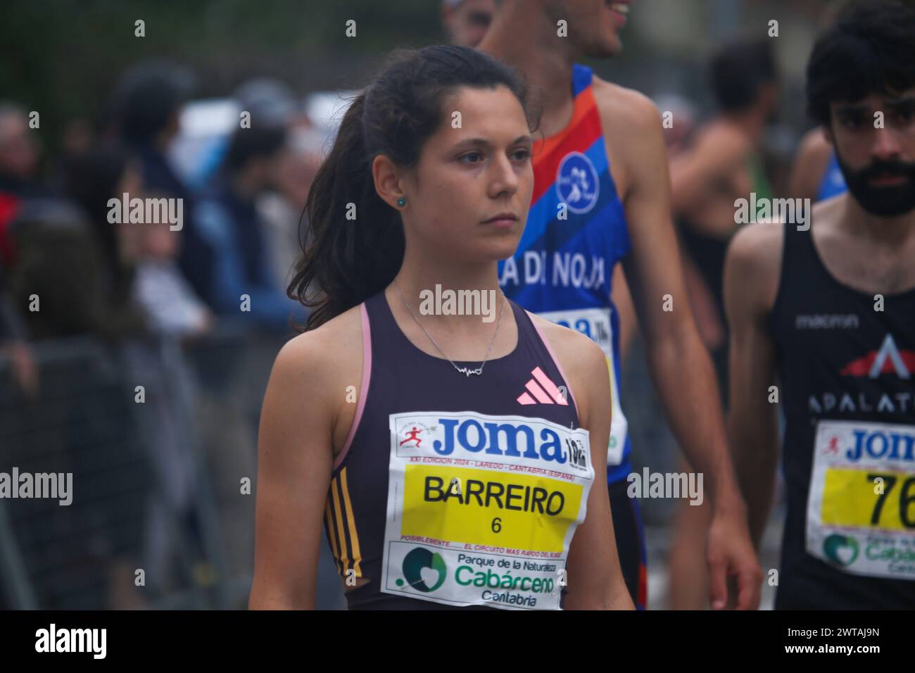 Laredo, Cantabria, Spain. 16th Mar, 2024. Laredo, Spain, March 16th, 2024: The Norwegian athlete, Isabel Barreiro (6) before the race during the Laredo 10 kilometers, on March 16, 2024, in Laredo, Spain. (Credit Image: © Alberto Brevers/Pacific Press via ZUMA Press Wire) EDITORIAL USAGE ONLY! Not for Commercial USAGE! Stock Photo