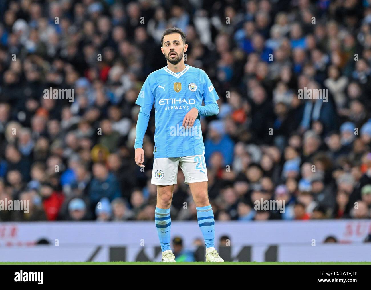 Bernardo Silva of Manchester City, during the Emirates FA Cup Quarter