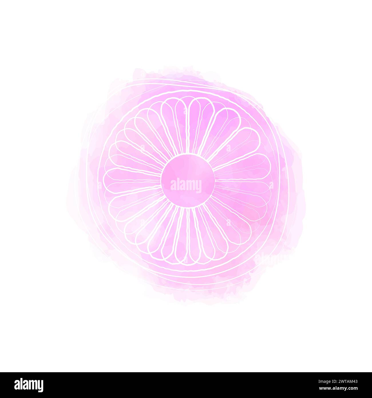 Pink Daisy Flower Watercolor Logo Stock Vector