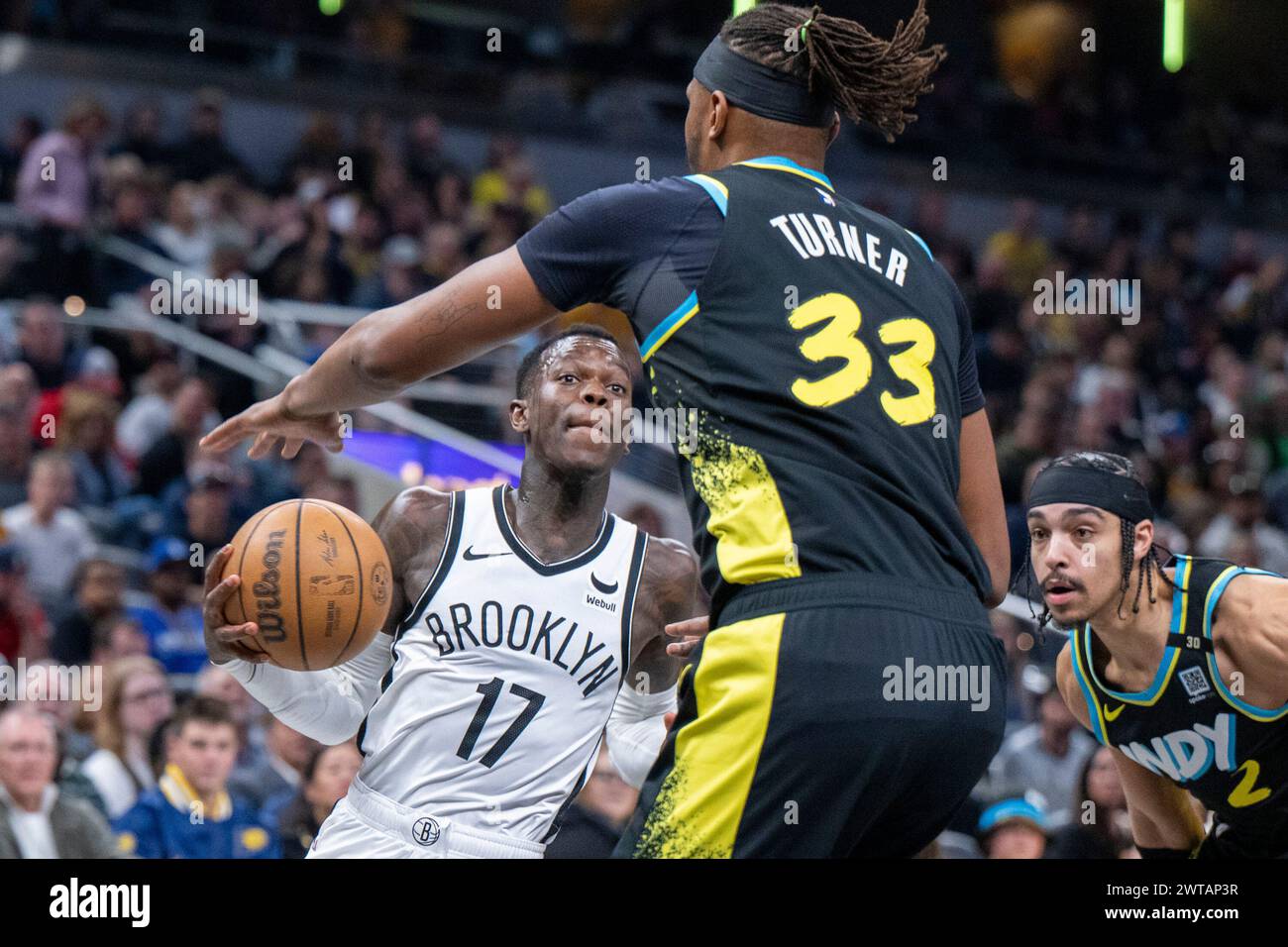 Brooklyn Nets Guard Dennis Schroder (17) Drives The Ball Toward The ...