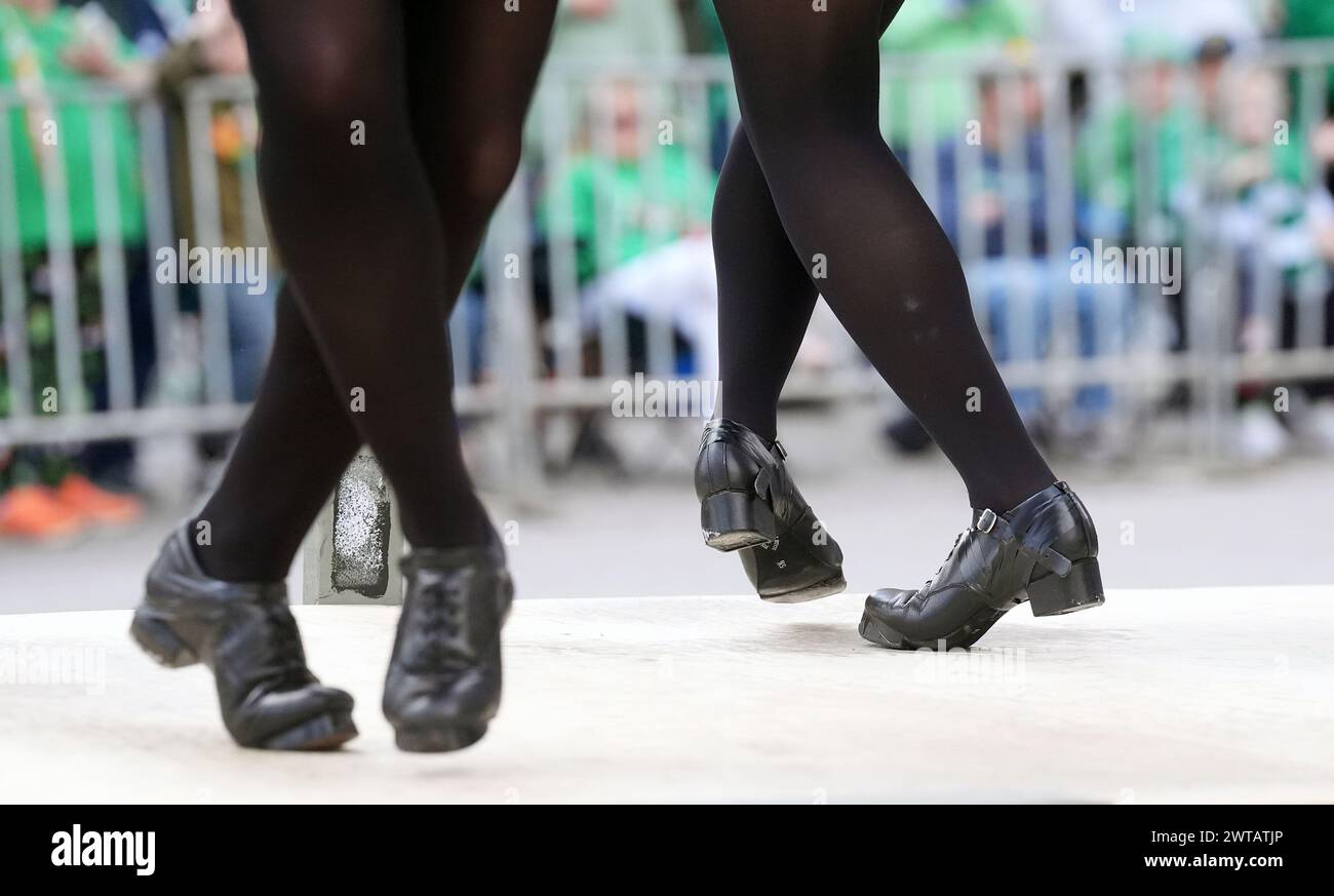St. Louis, United States. 16th Mar, 2024. Irish dancers entertain those