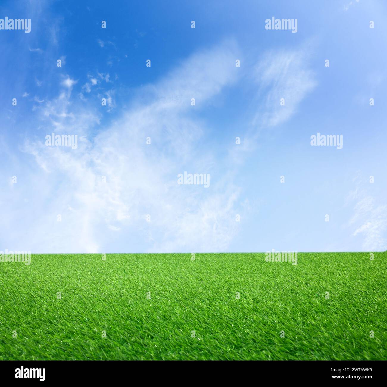 Green grass under blue sky with clouds Stock Photo - Alamy