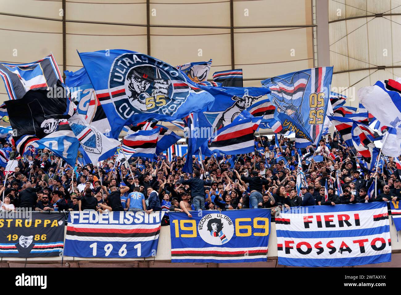 Bari, Italy. 16th Mar, 2024. Supporters of Sampdoria during SSC Bari vs UC Sampdoria, Italian soccer Serie B match in Bari, Italy, March 16 2024 Credit: Independent Photo Agency/Alamy Live News Stock Photo