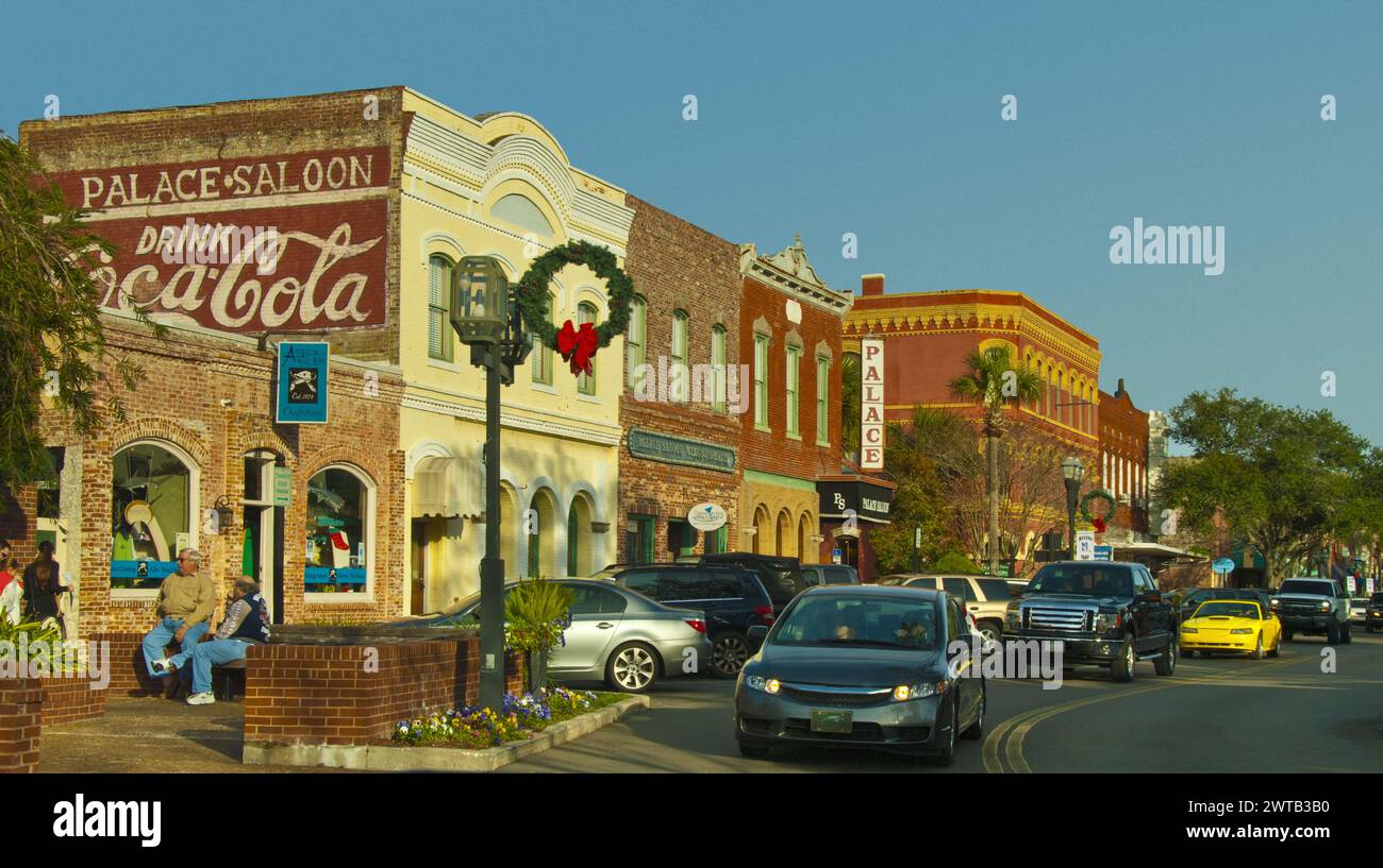 Centre Street in the Historic District of Fernandina Beach on Amelia Island in Florida Stock Photo