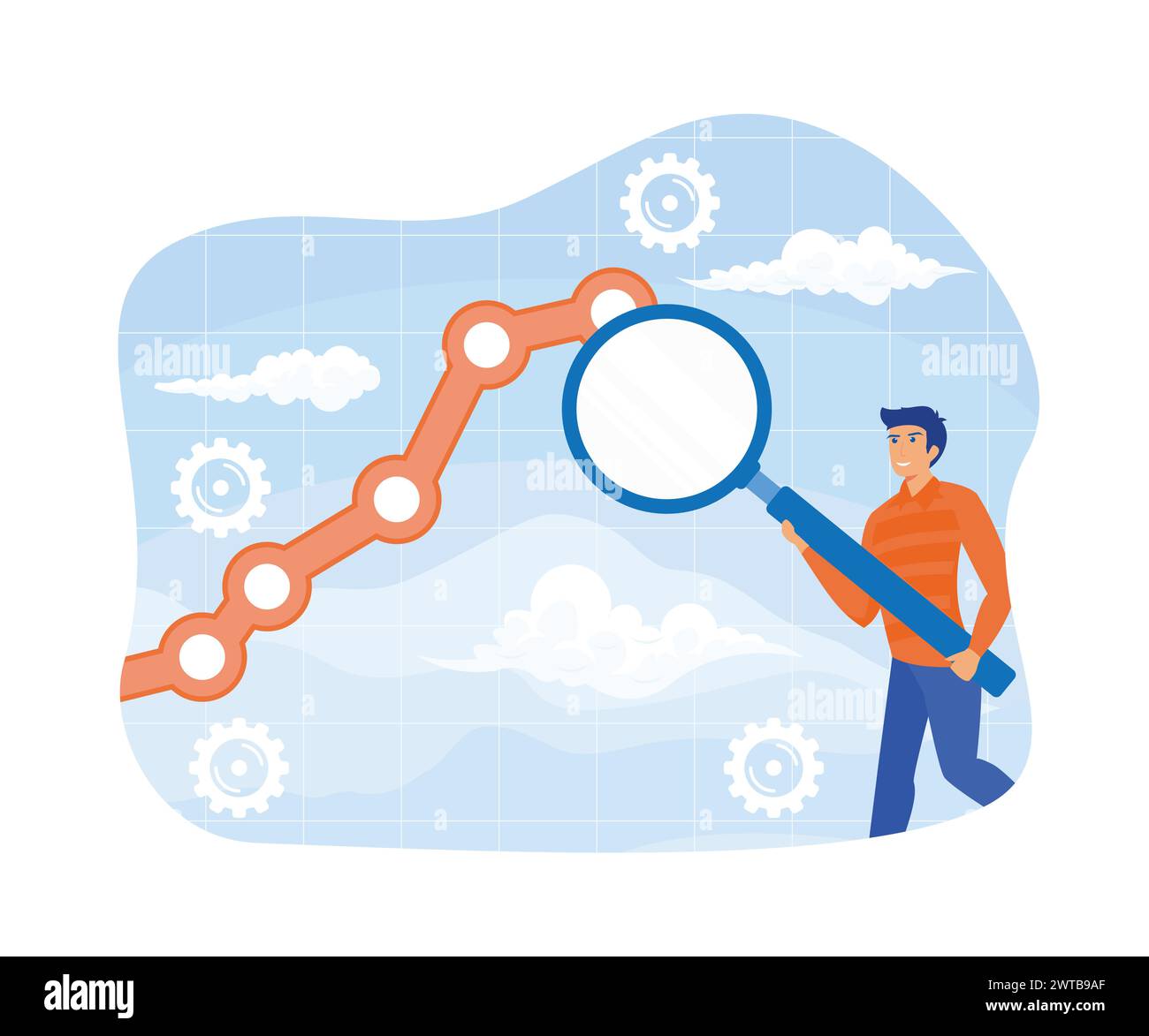 businessman analyzing the cause of the decrease ... Economic signals Stock Vector Images - Alamy