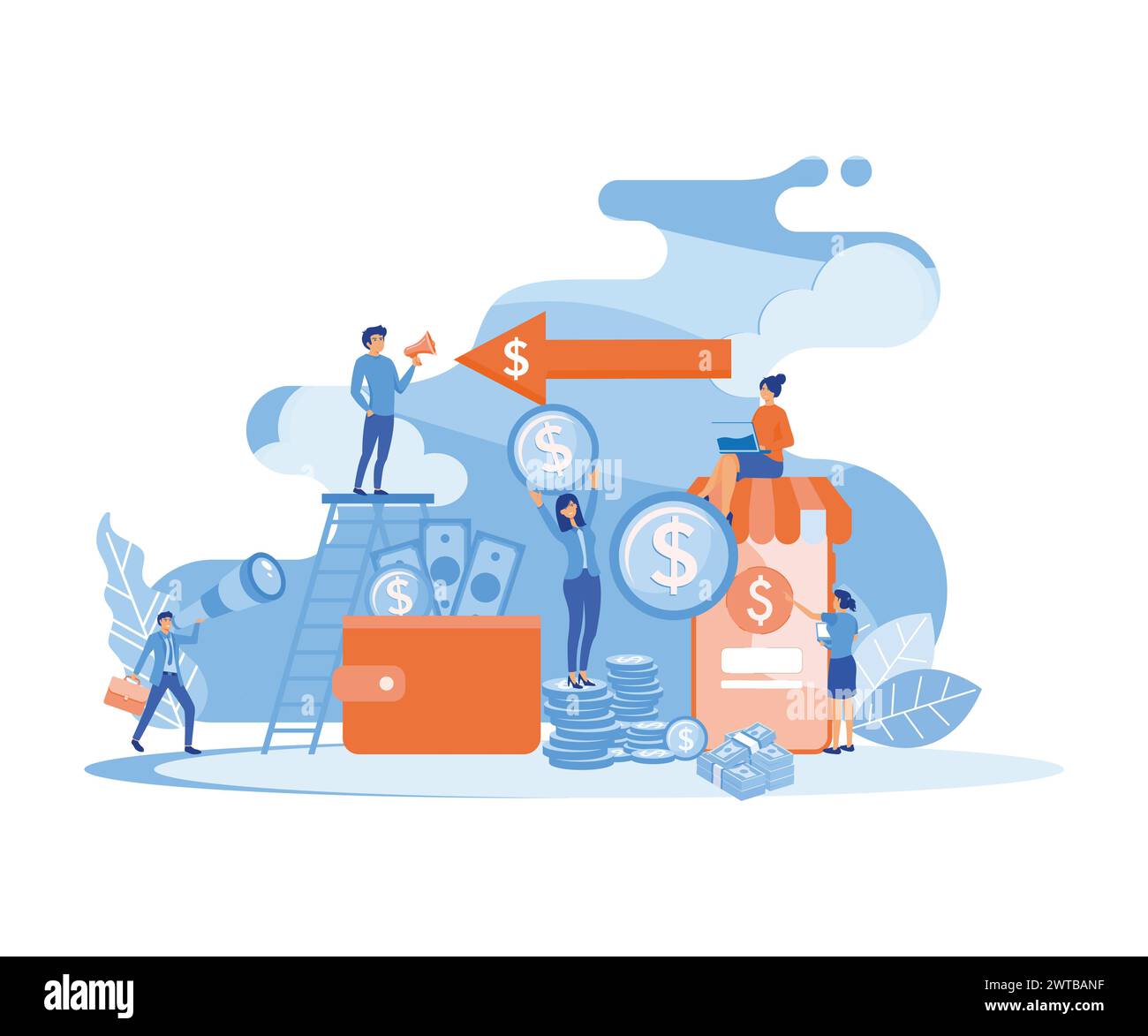 Financial transactions, non cash payment transactions. Pos terminal and payment systems, currency, coins, NFC payment system. flat vector modern illus Stock Vector