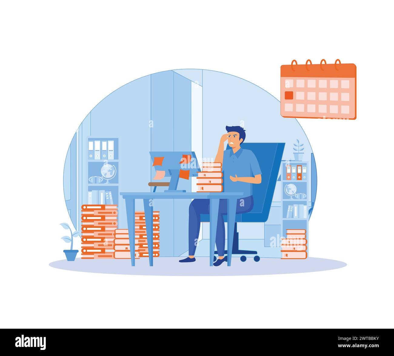 Computer on desk sticky notes Stock Vector Images - Alamy