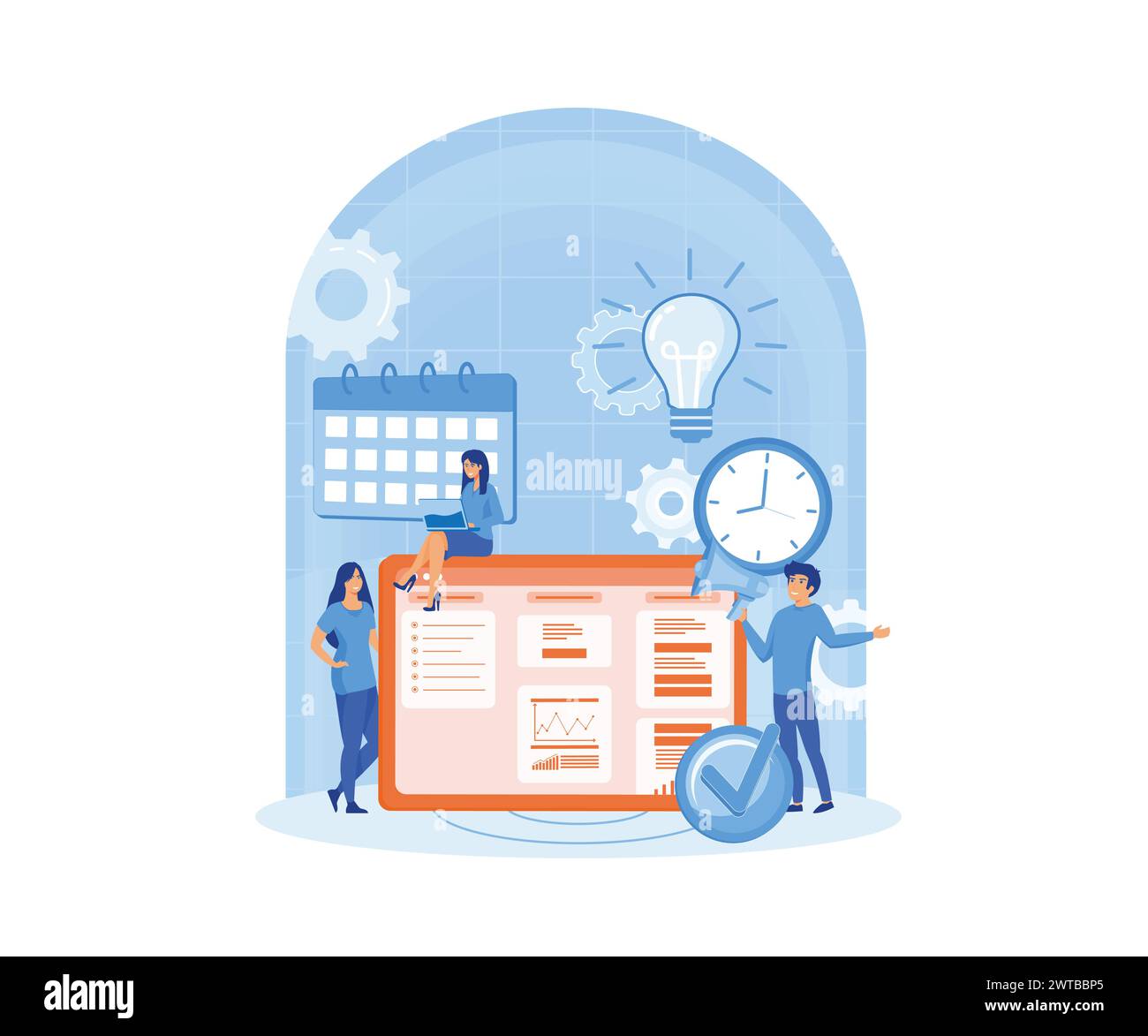 Project management concept. Successful strategy, motivation and leadership. Marketing analysis and development. flat vector modern illustration Stock Vector