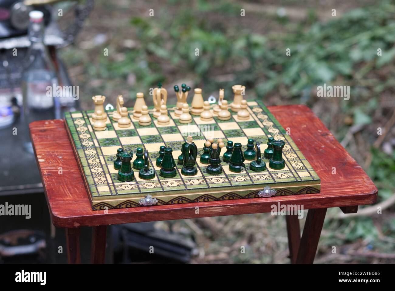 chess set and table Stock Photo