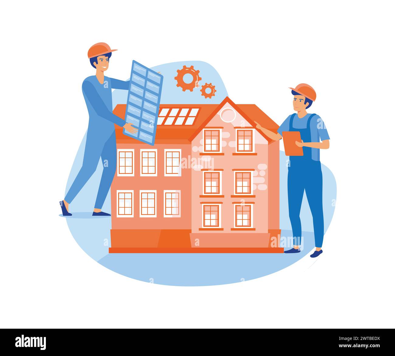 House maintenance abstract concept. Roofing services, hire contractor abstract metaphor. flat vector modern illustration Stock Vector