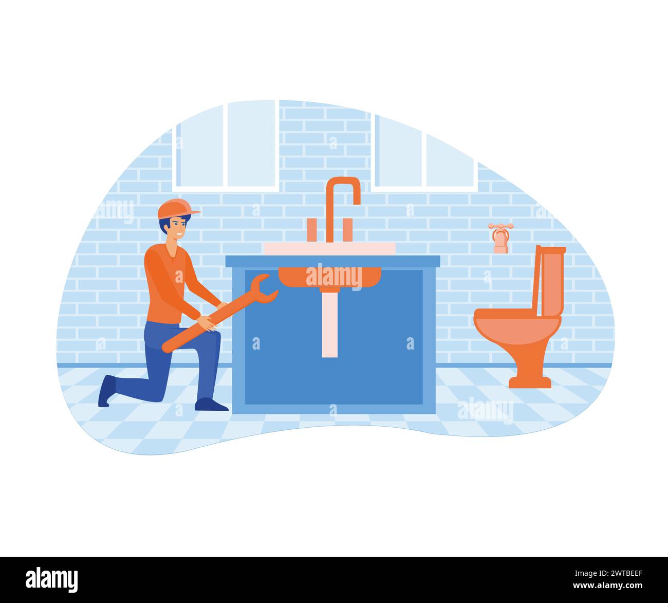 Home renovation abstract concept. Plumber services. flat vector modern illustration Stock Vector