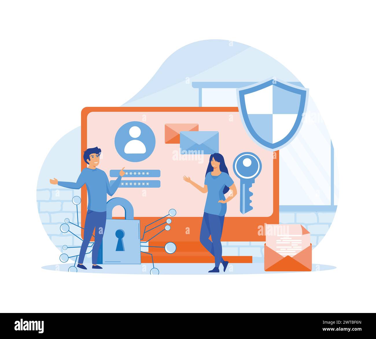 Data protection Concept. Data security and privacy and internet security. flat vector modern illustration Stock Vector