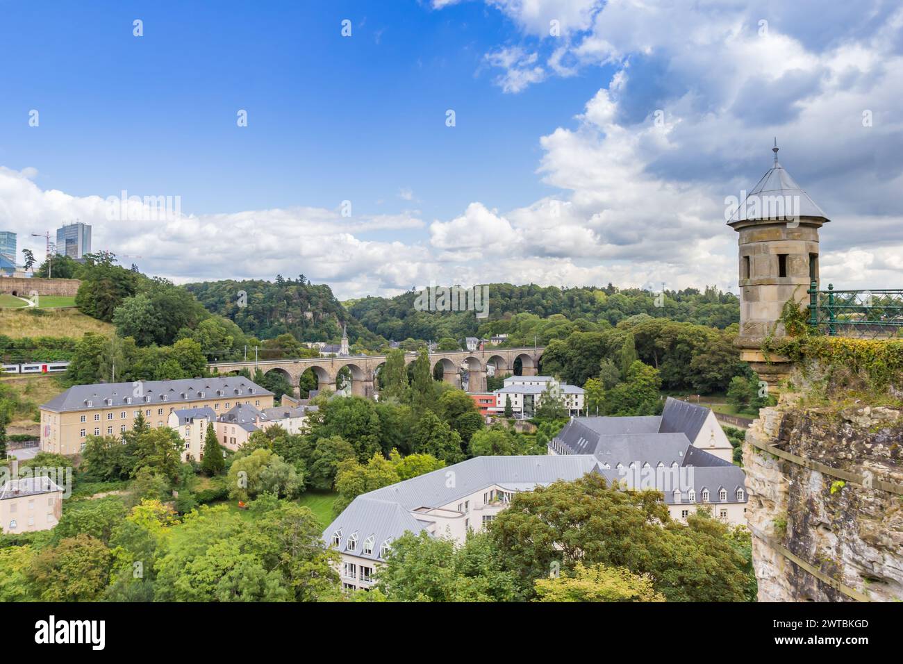 Spanish turret on the fortified walls of Luxembourg city Stock Photo