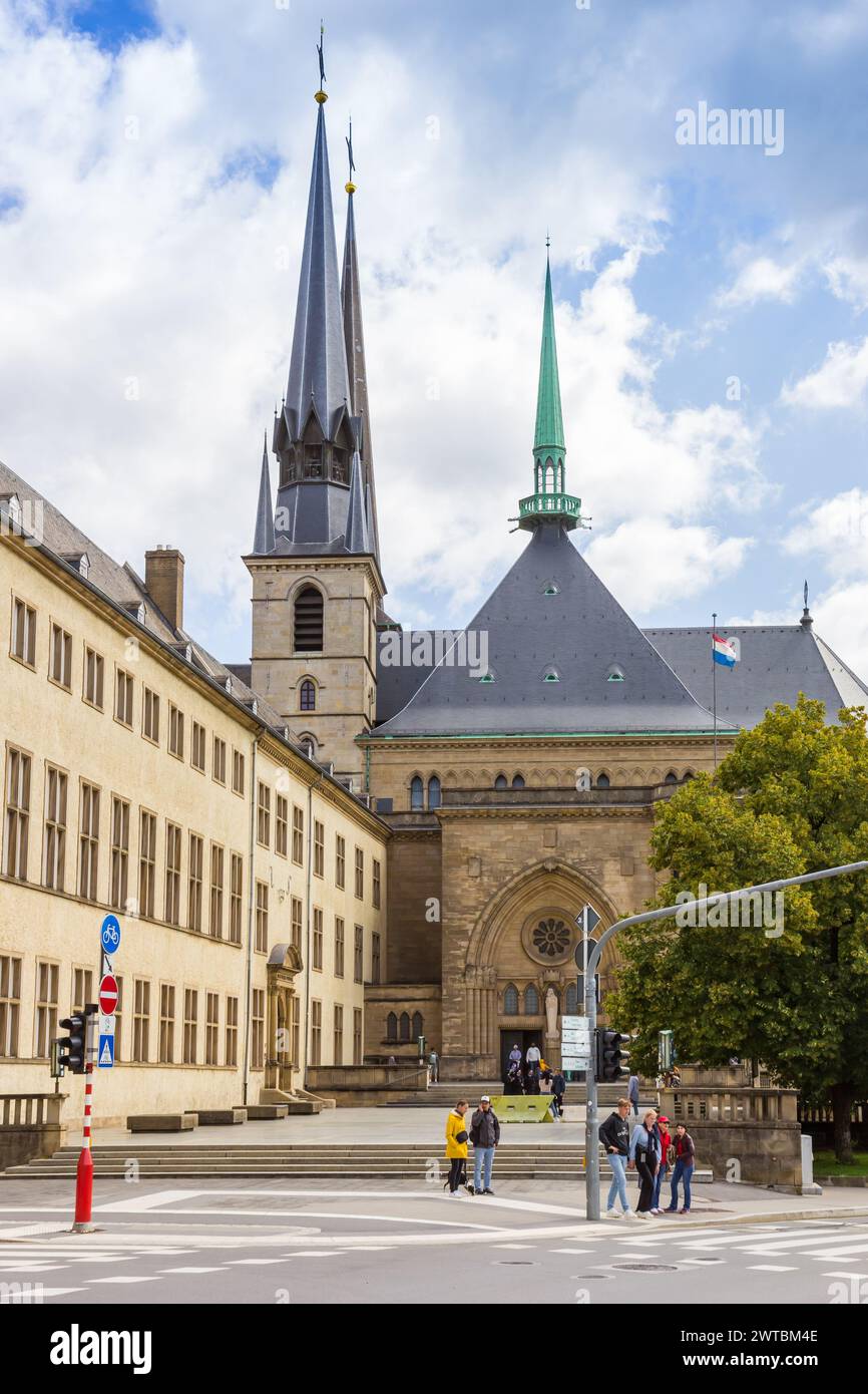 Notre Dame cathedral in the old town of Luxembourg city Stock Photo