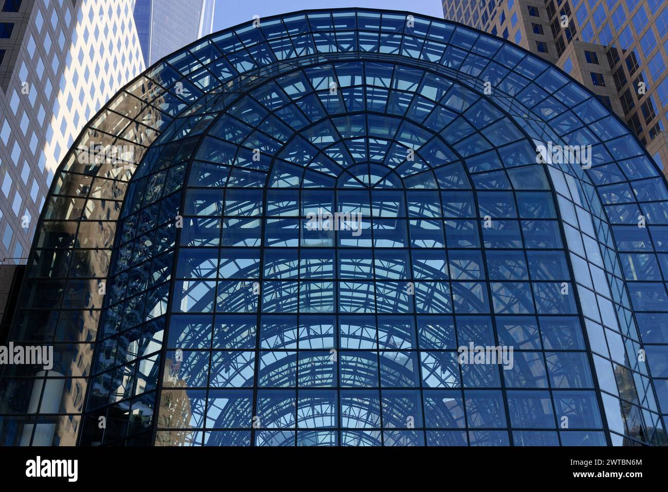 View of a vaulted glass ceiling of a modern building complex, downtown Manhattan, Manhattan, New York City, USA, North America Stock Photo