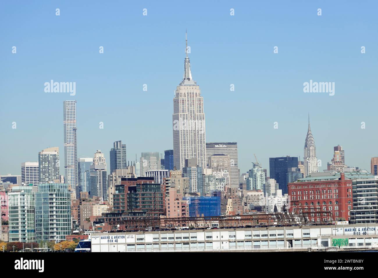 View of the Empire State Building and the surrounding skyscrapers by day, Manhattan, Down Town, New York City, New York, USA, North America Stock Photo