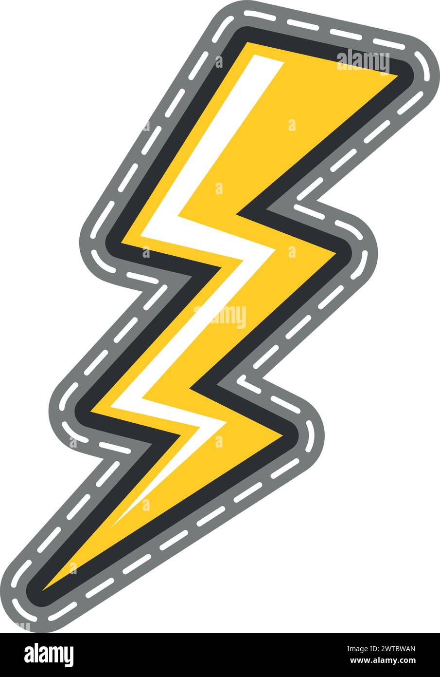 Lightning patch. Funny comic print symbol sticker Stock Vector