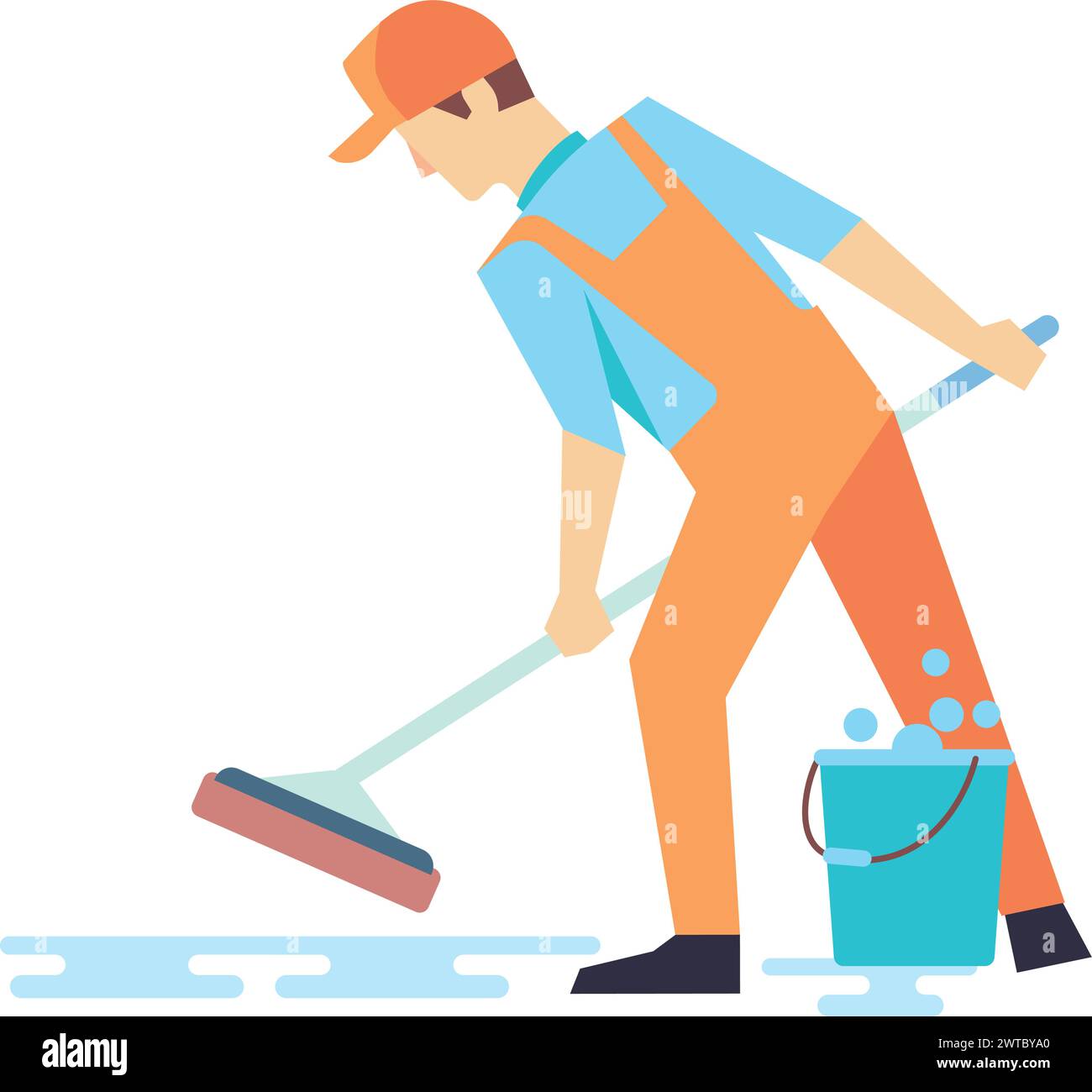 Staff cleaning the floor illustration hi-res stock photography and ...