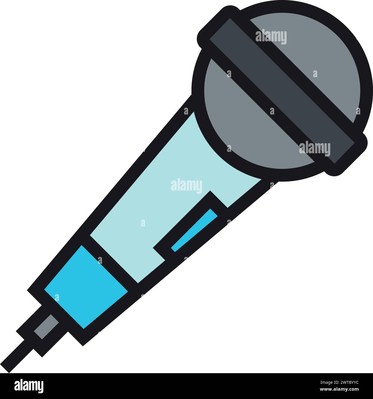 Microphone color icon. Karaoke singing device symbol Stock Vector