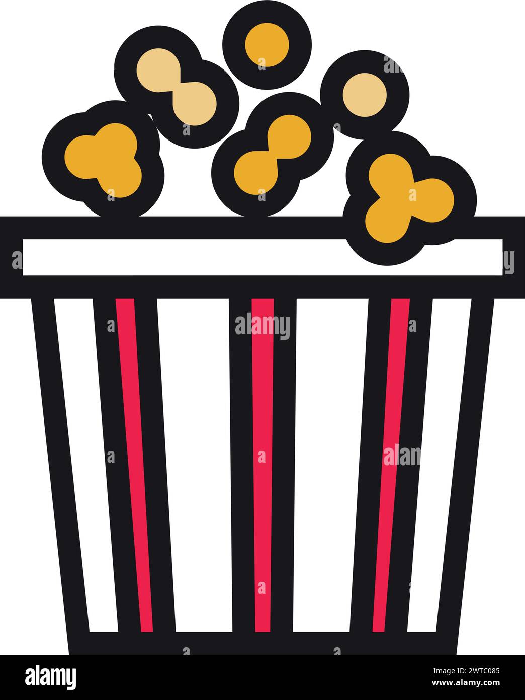 Popcorn bucket color icon. Movie snack symbol Stock Vector