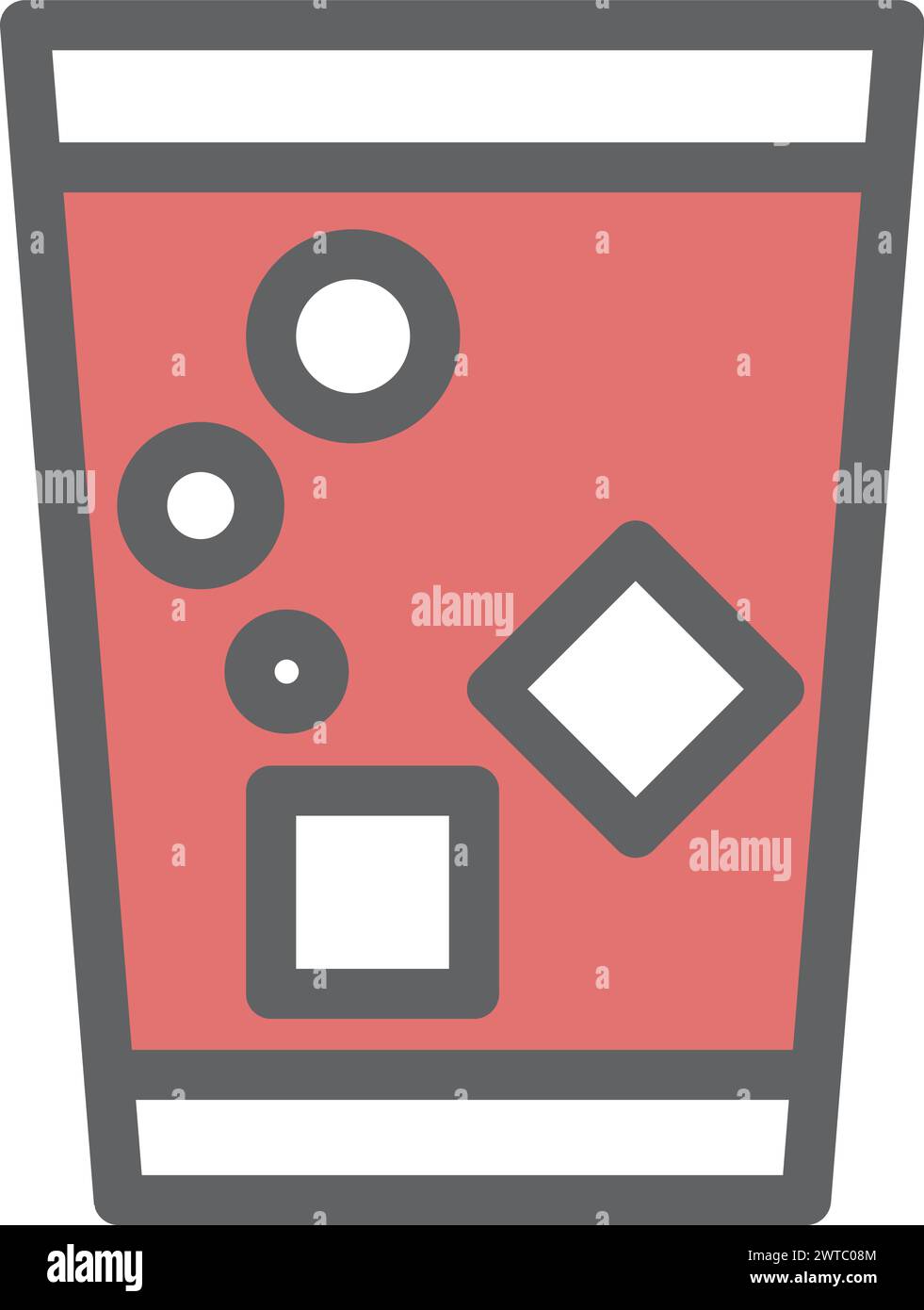 Drink glass with ice cubes. Cold juice or soda color icon Stock Vector