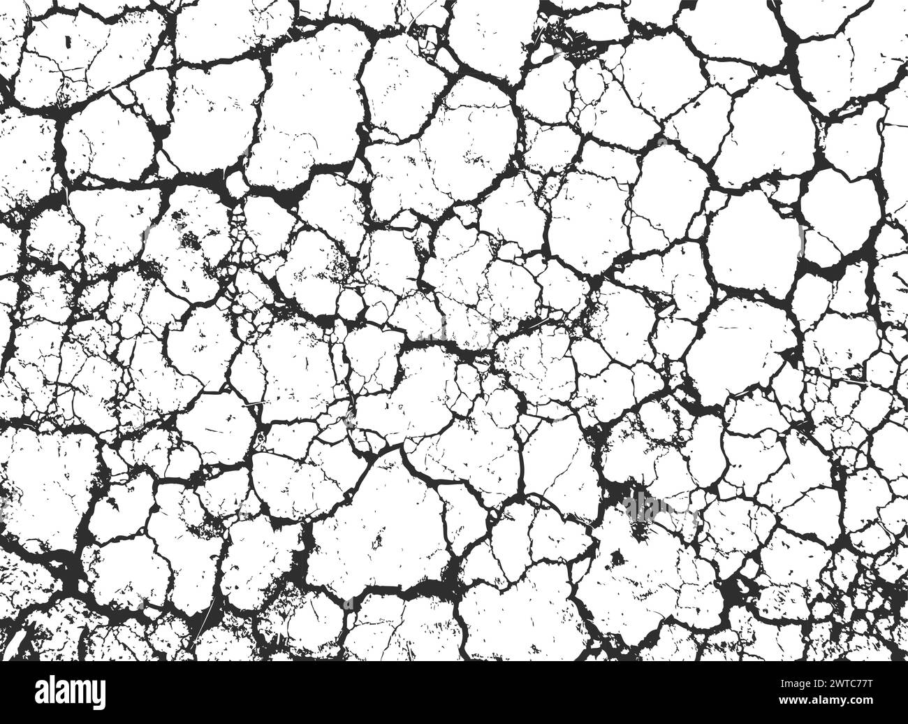 Realistic ground cracks. Rough surface texture pattern Stock Vector