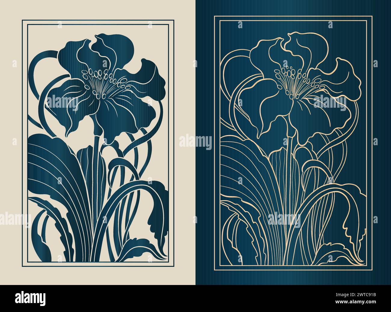 Art Nouveau Style Flower Plant Motif Template 1920 1930 Years Vintage Art Nouveau Style Flower Plant Motif Template 1920 1930 Years Vintage