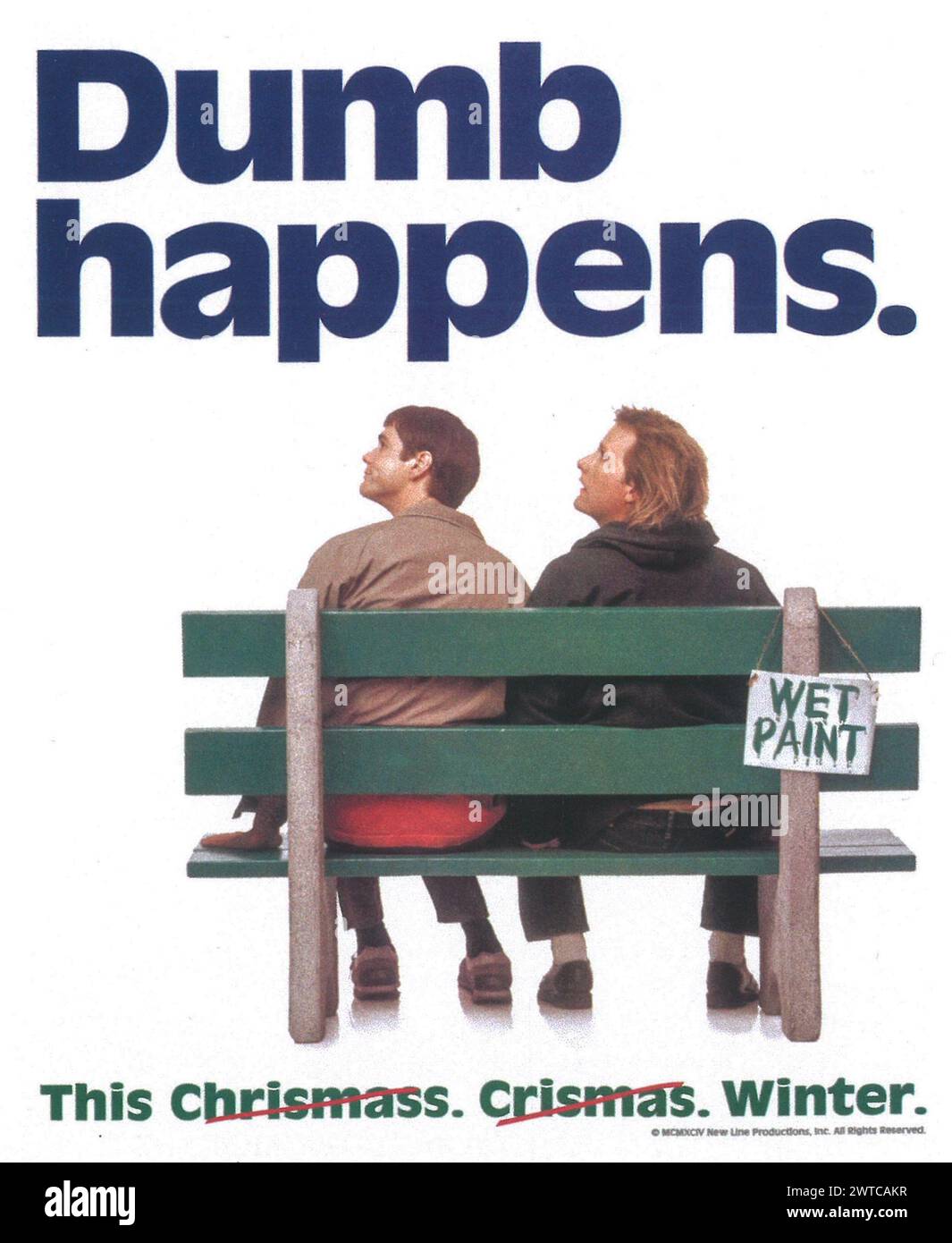1994 Jim Carrey and Jeff Daniels in Dumb and Dumber movie Christmas  poster- Stock Photo