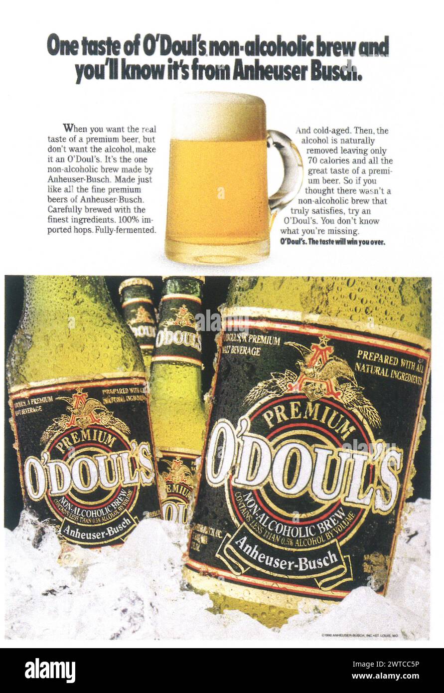 1991 O'Doul's NonAlcoholic brew Beer Ad One Taste and You'll Know