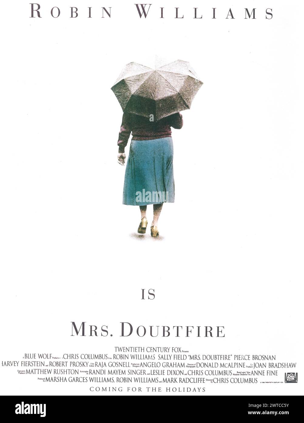 1993 Mrs. Doubtfire movie Poster, directed by Chris Columbus Stock Photo