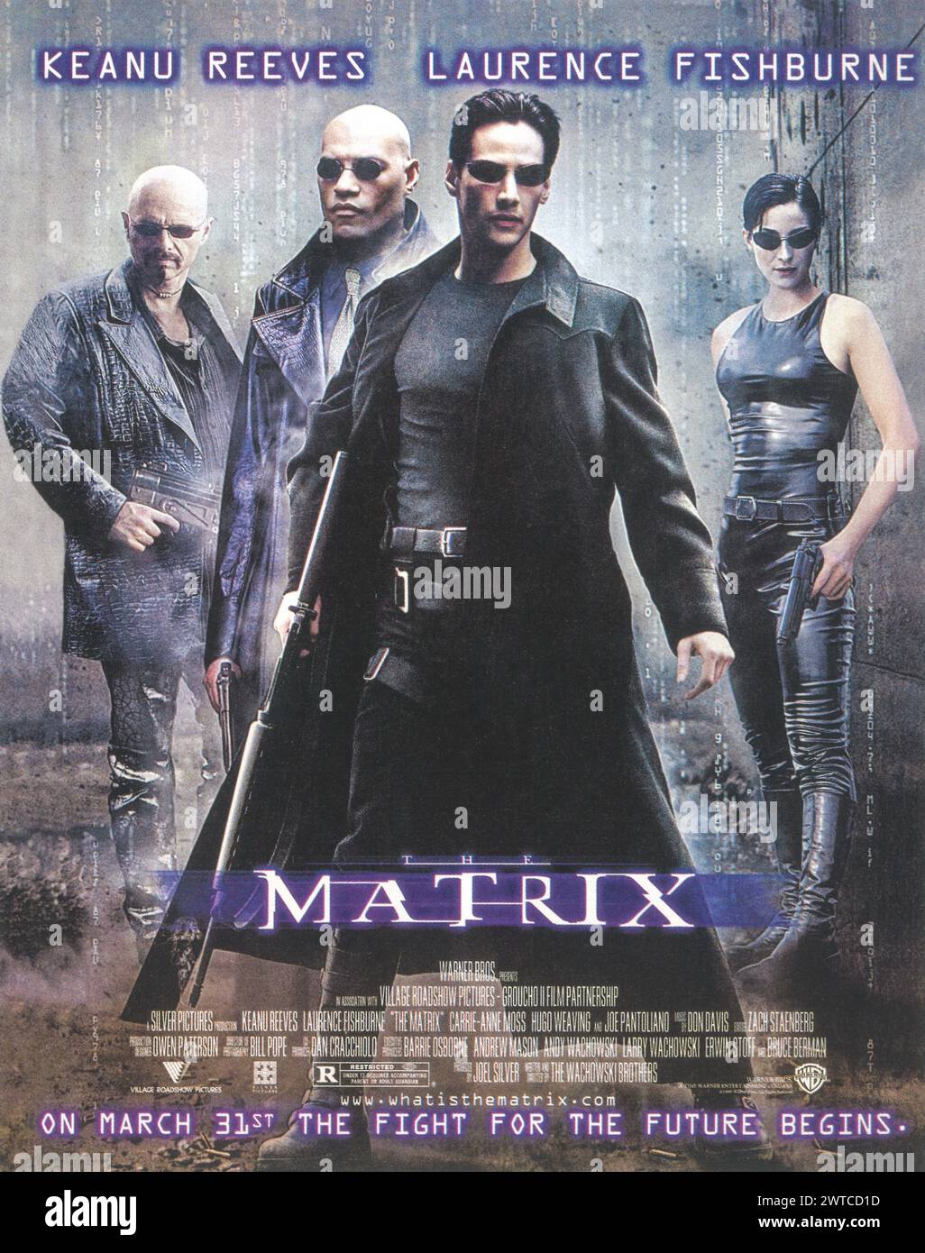 1999 Matrix movie theatre release March 31st poster, dir Wachowski brothers Stock Photo