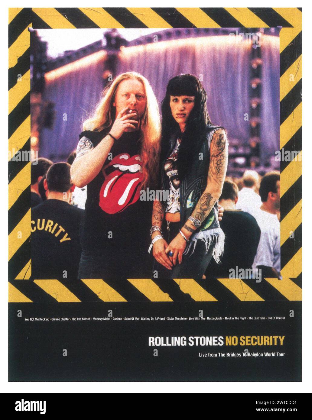 1998 Rolling Stones – No Security live from The Bridges to Babylon World Tour  album cover promo ad Stock Photo